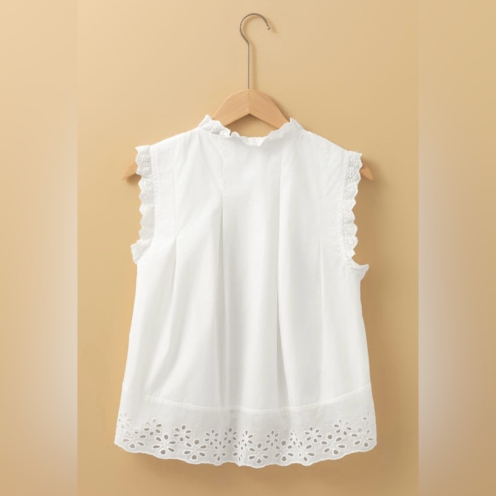 LAST ONE White Eyelet Lace Sleeveless Top - Picture 5 of 13